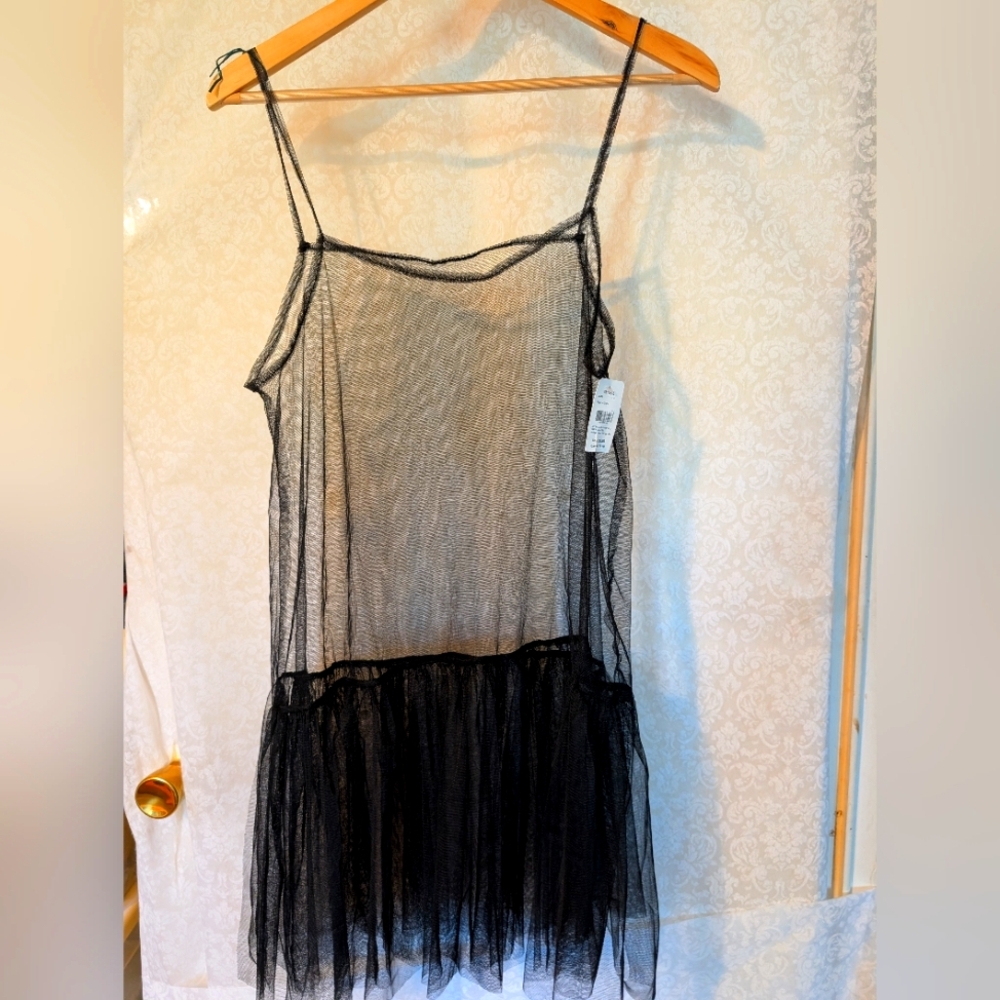Black Sheer Mesh Cover Up Dress ICING One Size